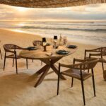 Table ovale en teck recyclé pour la restauration