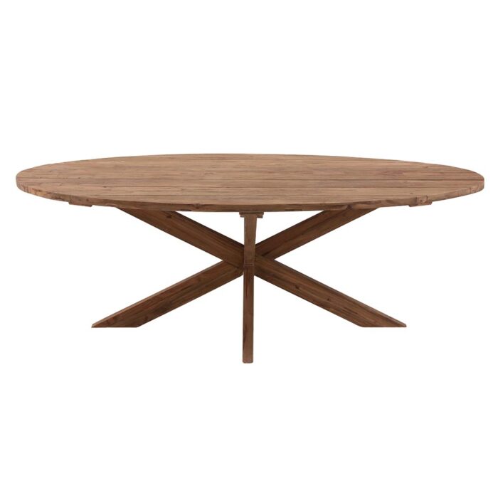 Table ovale en teck recyclé pour la restauration