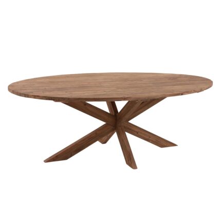 Table ovale en teck recyclé pour la restauration