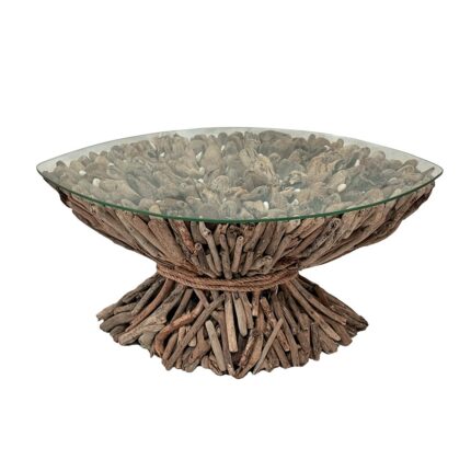 Table basse ovale WOODREAM plateau verre