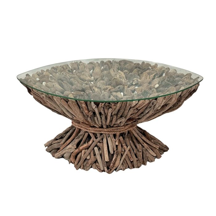 Table basse ovale WOODREAM plateau verre