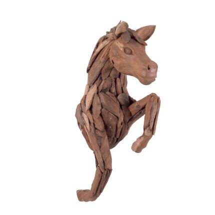 Sculpture CHEVAL en teck